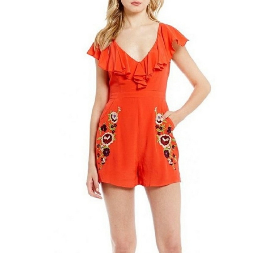 ❤️ 3 for $10 ❤️ Chelsea & violet Orange Floral Romper